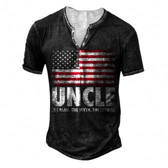 Uncle The Man Myth Legend Fathers Day 4Th Of July Men's Henley T-Shirt - Seseable