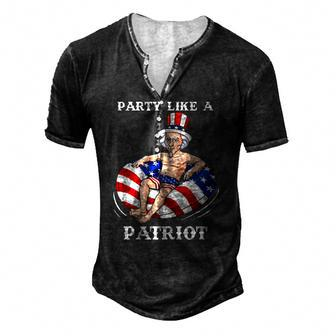 Uncle Sam 4Th Of July Usa Patriot Men's Henley T-Shirt | Mazezy