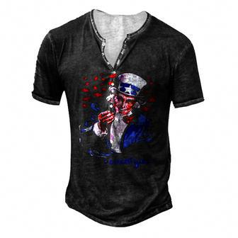 Uncle Sam I Want You 4Th Of July Men's Henley T-Shirt | Mazezy