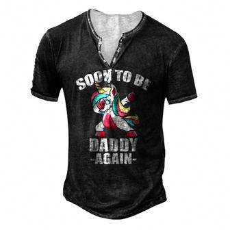Unicorn Daddy Again 2022 Soon To Be Dad Again 2022 Baby Shower Men's Henley T-Shirt - Seseable