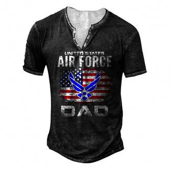 United States Air Force Dad With American Flag Men's Henley T-Shirt | Mazezy