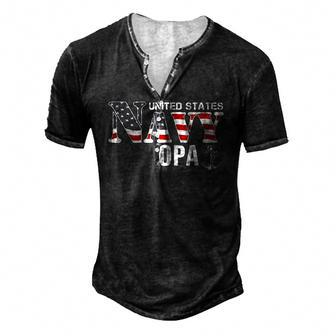 United States Flag American Navy Opa Veteran Day Men's Henley T-Shirt | Mazezy