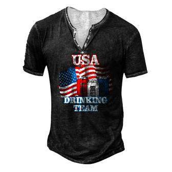 Usa Drinking Team Flag Beer Lovers Men's Henley T-Shirt | Mazezy