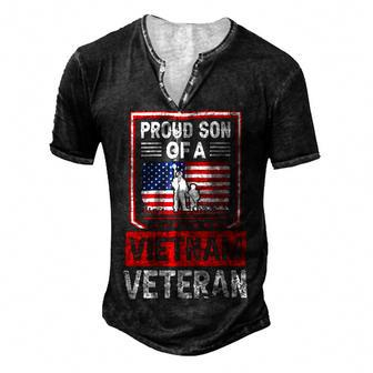 Veteran Proud Son Of A Vietnam Veteran 153 Navy Soldier Army Military Men's Henley Button-Down 3D Print T-shirt - Monsterry