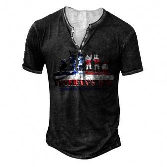 Veteran Veterans Day Honoring All Who Served 156 Navy Soldier Army Military Men's Henley Button-Down 3D Print T-shirt - Monsterry AU