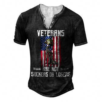 Veteran Veterans Day Us Veterans Respect Veterans Are Not Suckers Or Losers 189 Navy Soldier Army Military Men's Henley Button-Down 3D Print T-shirt - Monsterry