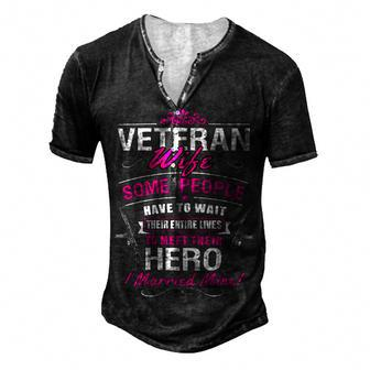 Veteran Veterans Day Wife 128 Navy Soldier Army Military Men's Henley Button-Down 3D Print T-shirt - Monsterry DE
