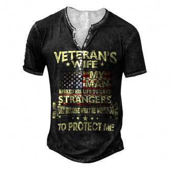 Veteran Veterans Day Wifewomens Proud Veterans Wife 123 Navy Soldier Army Military Men's Henley Button-Down 3D Print T-shirt - Monsterry DE