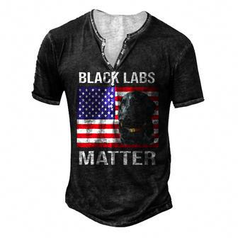 Veterans Day Black Labs Lives Matter Parody Labrador Dog Men's Henley T-Shirt | Mazezy