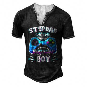 Video Game Birthday Party Stepdad Of The Bday Boy Matching Men's Henley T-Shirt | Mazezy