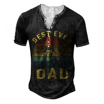 Vingtage Best Dad Ever Fathers Day T Shirts Men's Henley Button-Down 3D Print T-shirt - Monsterry AU