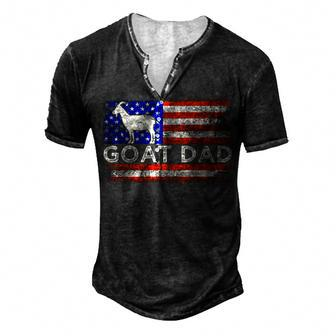 Vintage American Flag Goat Animal Lover Goat Dad 4Th Of July Men's Henley T-Shirt - Seseable