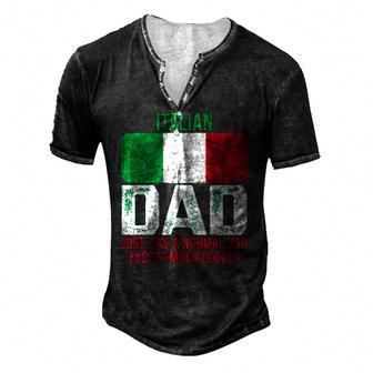 Vintage Italian Dad Italy Flag For Fathers Day Men's Henley T-Shirt | Mazezy