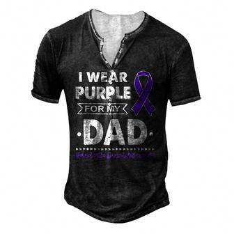 I Wear Purple For My Dad Pancreatic Cancer Awareness Support Men's Henley T-Shirt | Mazezy