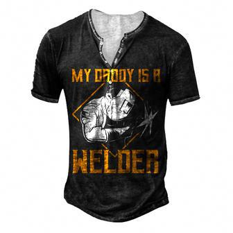 Welder Welding On Back Of Clothing V3 Men's Henley T-Shirt - Seseable