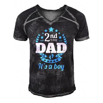 2Nd Time Dad Its A Boy Funny Dad Again Second Baby Announce Men's Short Sleeve V-neck 3D Print Retro Tshirt | Mazezy