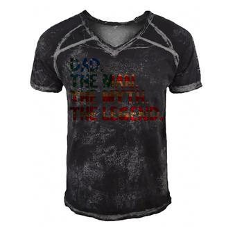 4Th Of July Fathers Day Gift - Dad The Man The Myth Men's Short Sleeve V-neck 3D Print Retro Tshirt - Seseable