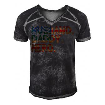 4Th Of July Fathers Day Usa Dad Gift - Husband Daddy Hero Men's Short Sleeve V-neck 3D Print Retro Tshirt - Seseable