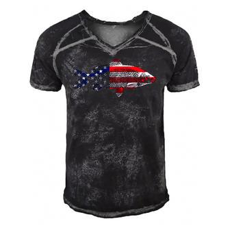 4Th Of July Fishing American Flag River Lake Men's Short Sleeve V-neck 3D Print Retro Tshirt | Mazezy