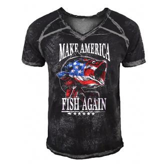 4Th Of July Fishing Make America Fish Again Usa Fisherman Men's Short Sleeve V-neck 3D Print Retro Tshirt | Mazezy