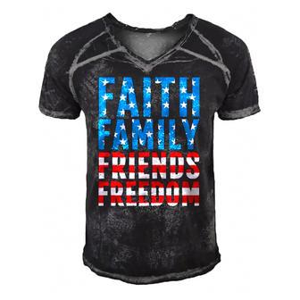 4Th Of July S For Men Faith Family Friends Freedom Men's Short Sleeve V-neck 3D Print Retro Tshirt | Mazezy