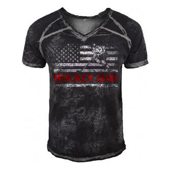 4Th Of July Us Flag Hockey Dad Gift For Fathers Day Men's Short Sleeve V-neck 3D Print Retro Tshirt - Seseable