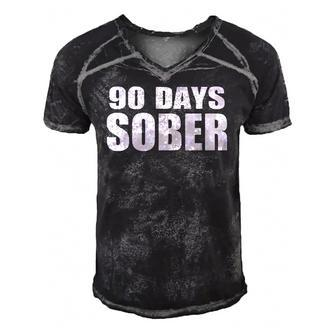90 Days Sober - 3 Months Sobriety Accomplishment Men's Short Sleeve V-neck 3D Print Retro Tshirt | Mazezy