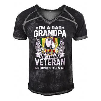 A Dad Grandpa And Vietnam Veteran Proud Retired Soldier Gift Men's Short Sleeve V-neck 3D Print Retro Tshirt | Mazezy