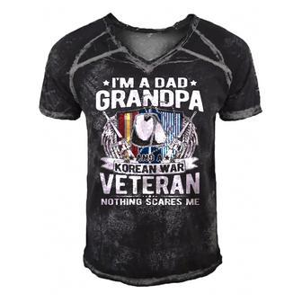 A Dad Grandpa Korean War Veteran Nothing Scares Me Dad Gift Men's Short Sleeve V-neck 3D Print Retro Tshirt | Mazezy UK