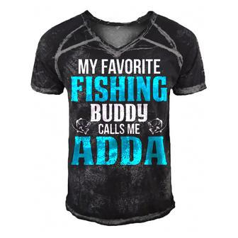 Adda Grandpa Fishing Gift My Favorite Fishing Buddy Calls Me Adda Men's Short Sleeve V-neck 3D Print Retro Tshirt - Seseable