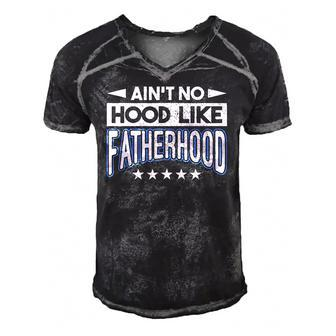 Aint No Hood Like Fatherhood Father Men's Short Sleeve V-neck 3D Print Retro Tshirt | Mazezy