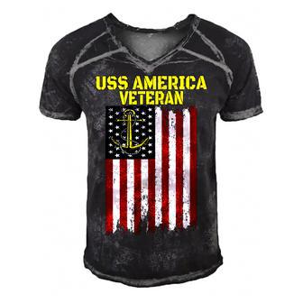 Aircraft Carrier Uss America Cv-66 Cva-66 Veterans Day T-Shirt Men's Short Sleeve V-neck 3D Print Retro Tshirt - Monsterry DE