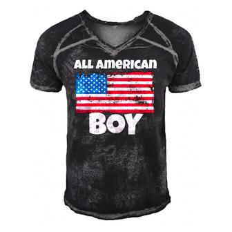 All American Boy Usa Flag Distressed 4Th Of July Men's Short Sleeve V-neck 3D Print Retro Tshirt | Mazezy