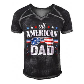 All American Dad 4Th Of July Fathers Day 2022 Men's Short Sleeve V-neck 3D Print Retro Tshirt - Seseable