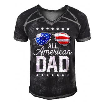 All American Dad Fathers Day 4Th Of July Independence Day Men's Short Sleeve V-neck 3D Print Retro Tshirt - Monsterry
