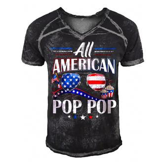 All American Pop Pop 4Th Of July Fathers Day Men's Short Sleeve V-neck 3D Print Retro Tshirt - Seseable