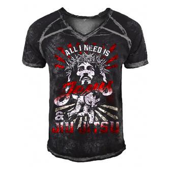 All I Need Is Jesus And Jiu Sitsu Combat Sport Dd Men's Short Sleeve V-neck 3D Print Retro Tshirt - Monsterry UK