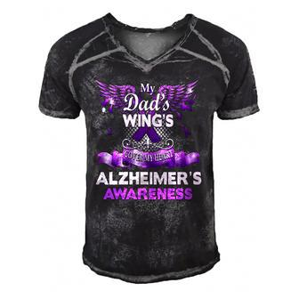 Alzheimers Awareness Gift Products Dads Wings Memorial Men's Short Sleeve V-neck 3D Print Retro Tshirt | Mazezy