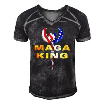 American Eagle Badge Maga King Men's Short Sleeve V-neck 3D Print Retro Tshirt | Mazezy