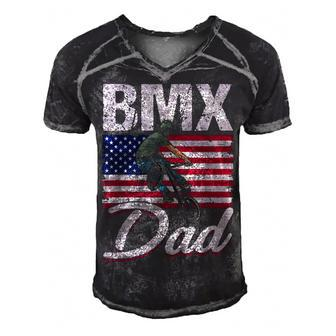 American Flag Bmx Dad Fathers Day Funny 4Th Of July Men's Short Sleeve V-neck 3D Print Retro Tshirt - Seseable