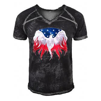 American Flag Eagle Usa Illustration Men's Short Sleeve V-neck 3D Print Retro Tshirt | Mazezy