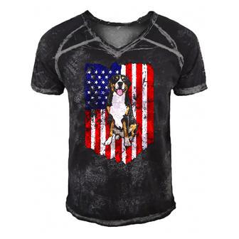 American Flag Greater Swiss Mountain Dog 4Th Of July Usa Men's Short Sleeve V-neck 3D Print Retro Tshirt | Mazezy