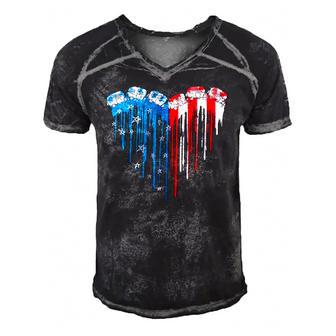 American Flag Heart 4Th Of July Patriotic Funny Men's Short Sleeve V-neck 3D Print Retro Tshirt | Mazezy