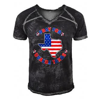 American Flag Pray For Uvalde Texas Men's Short Sleeve V-neck 3D Print Retro Tshirt | Mazezy