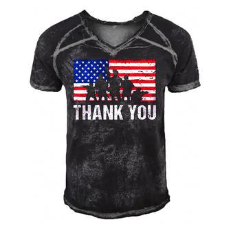 American Flag Soldiers Usa Thank You Veterans Proud Veteran Men's Short Sleeve V-neck 3D Print Retro Tshirt | Mazezy