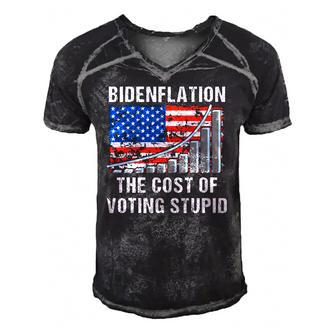 American Flag With Inflation Graph Funny Biden Flation Men's Short Sleeve V-neck 3D Print Retro Tshirt | Mazezy