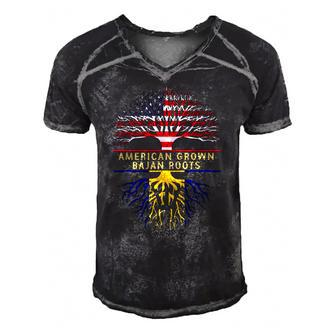 American Grown Bajan Roots Usa Tree Flag Men's Short Sleeve V-neck 3D Print Retro Tshirt | Mazezy
