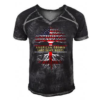 American Grown Sardinian Roots America Sardinia Tree Flag Men's Short Sleeve V-neck 3D Print Retro Tshirt | Mazezy