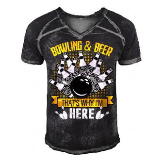 And Beer Thats Why Im Here 119 Bowling Bowler Men's Short Sleeve V-neck 3D Print Retro Tshirt - Seseable