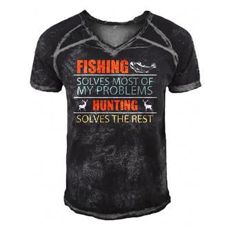 Angler Fish Fishing And Hunting Family Camping Men's Short Sleeve V-neck 3D Print Retro Tshirt | Mazezy